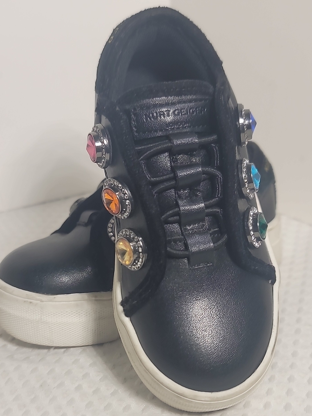 Kurt Geiger Black Kids Sneakers with Multicolored Gemstones